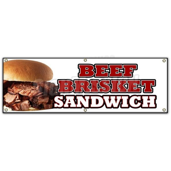 BEEF BRISKET SANDWICH BANNER SIGN slow cooked bar b que texas smoked